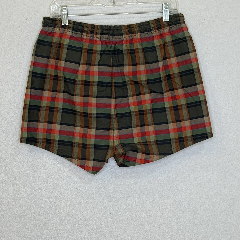 Vintage Welgrume Shortie Swim Trunks Mens Size Large (36-39) Plaid Elastic Waist